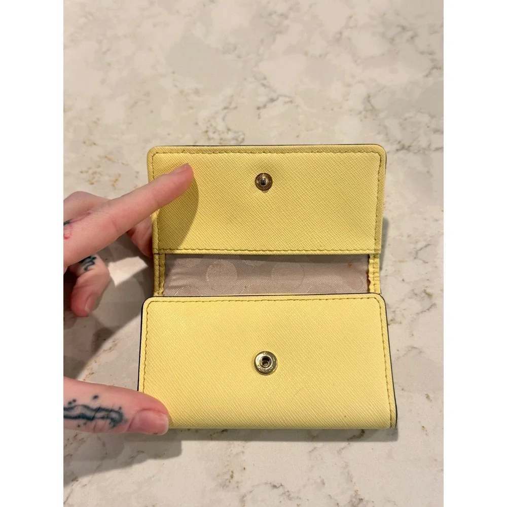 Kate Spade New York Yellow Saffiano Leather 6 Hook Key Holder Case Wallet